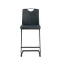 Black Pu Chair Barstool Dining Counter Height Chair Set Of 2 Black Pu