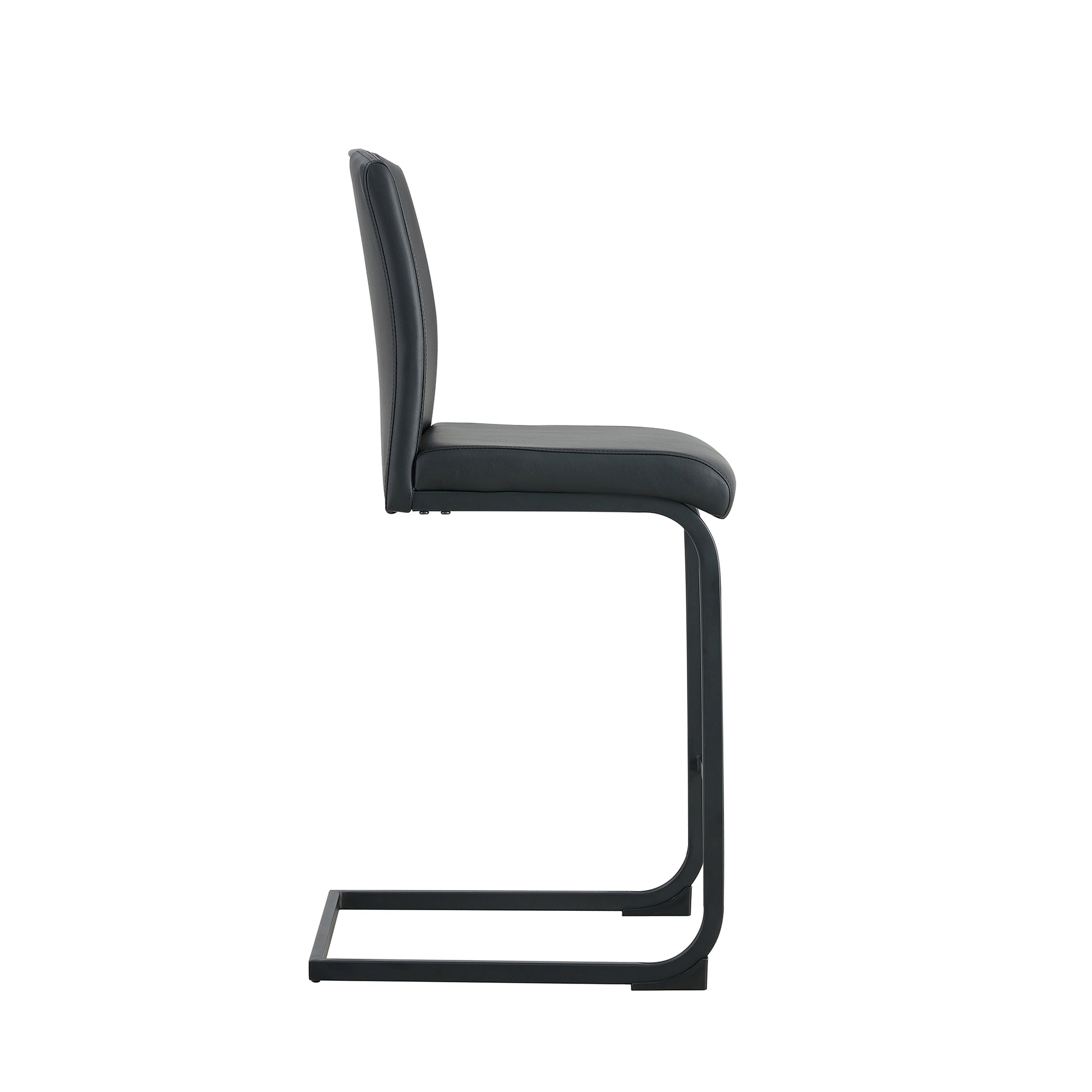 Black Pu Chair Barstool Dining Counter Height Chair Set Of 2 Black Pu