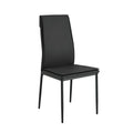 Dining Chairs Set Of 4, Black Modern Kitchen Chair With Metal Leg Black Leather