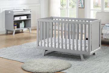 Livia 3 In 1 Convertible Island Crib Gray Gray Gray Polyester Solid Wood