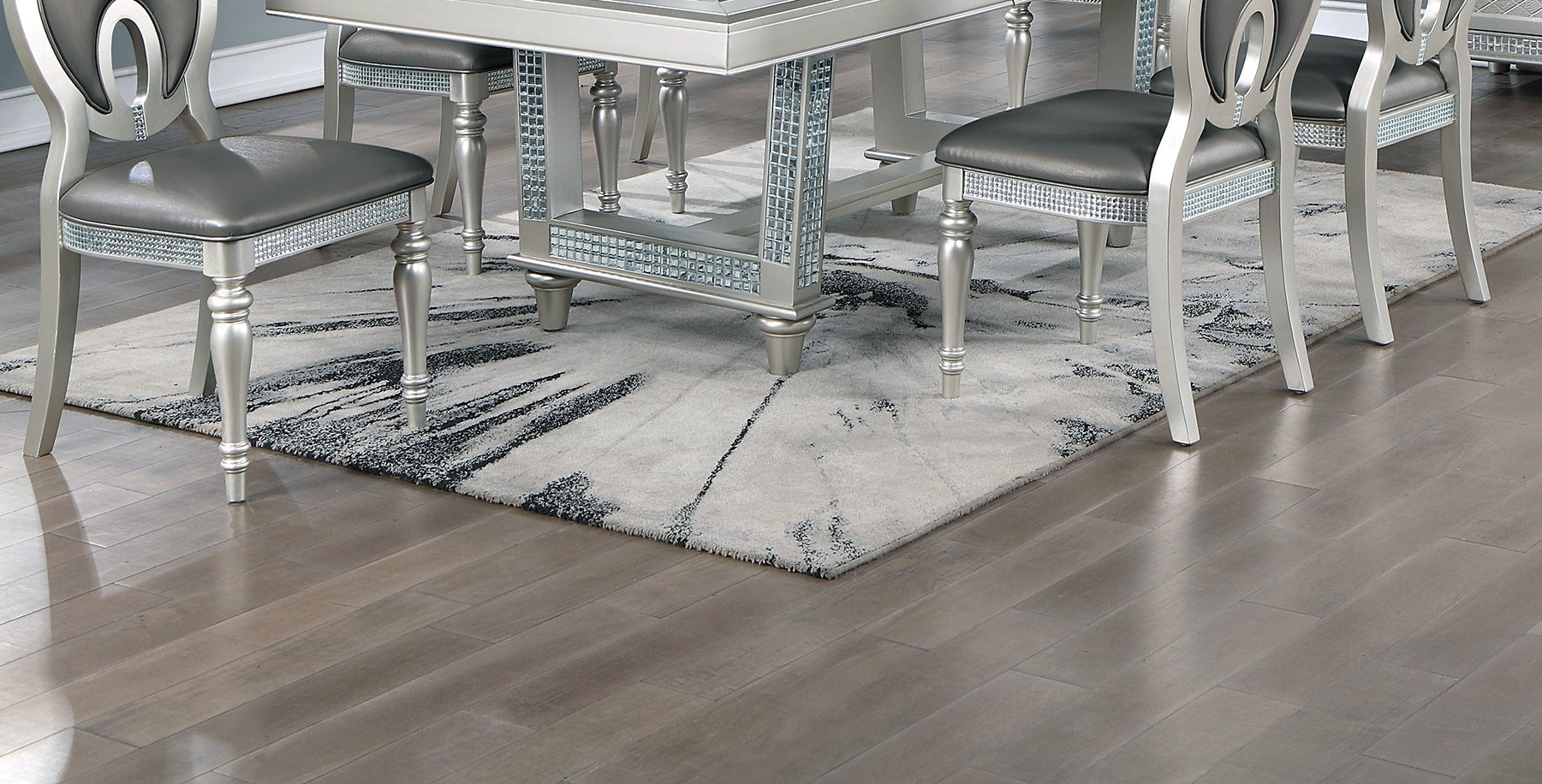 Formal Traditional Dining Room Furniture Chairs Set Of 2 Chairs Dark Gray Hue Accent Silver Side Chair Cutout Back Chair Cushion Seat Silver Dining Room Classic,Traditional Solid Wood