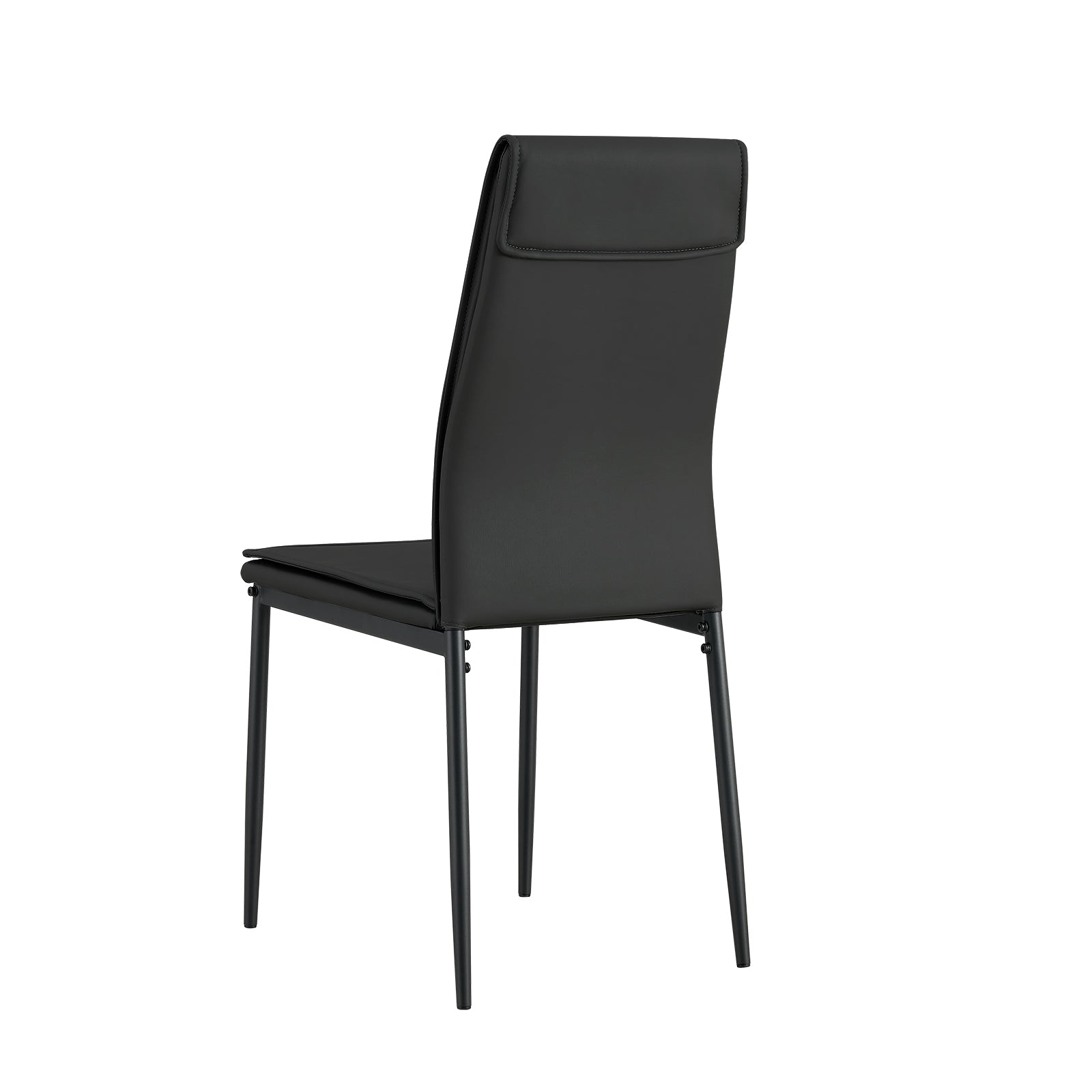 Dining Chairs Set Of 4, Black Modern Kitchen Chair With Metal Leg Black Leather