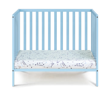 Palmer 3 In 1 Convertible Mini Crib Baby Blue W Mattress Pad Baby Blue Solid Wood