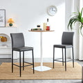 Grey Leather Barstool Dining Counter Height Chair Set Of 2 Grey Iron