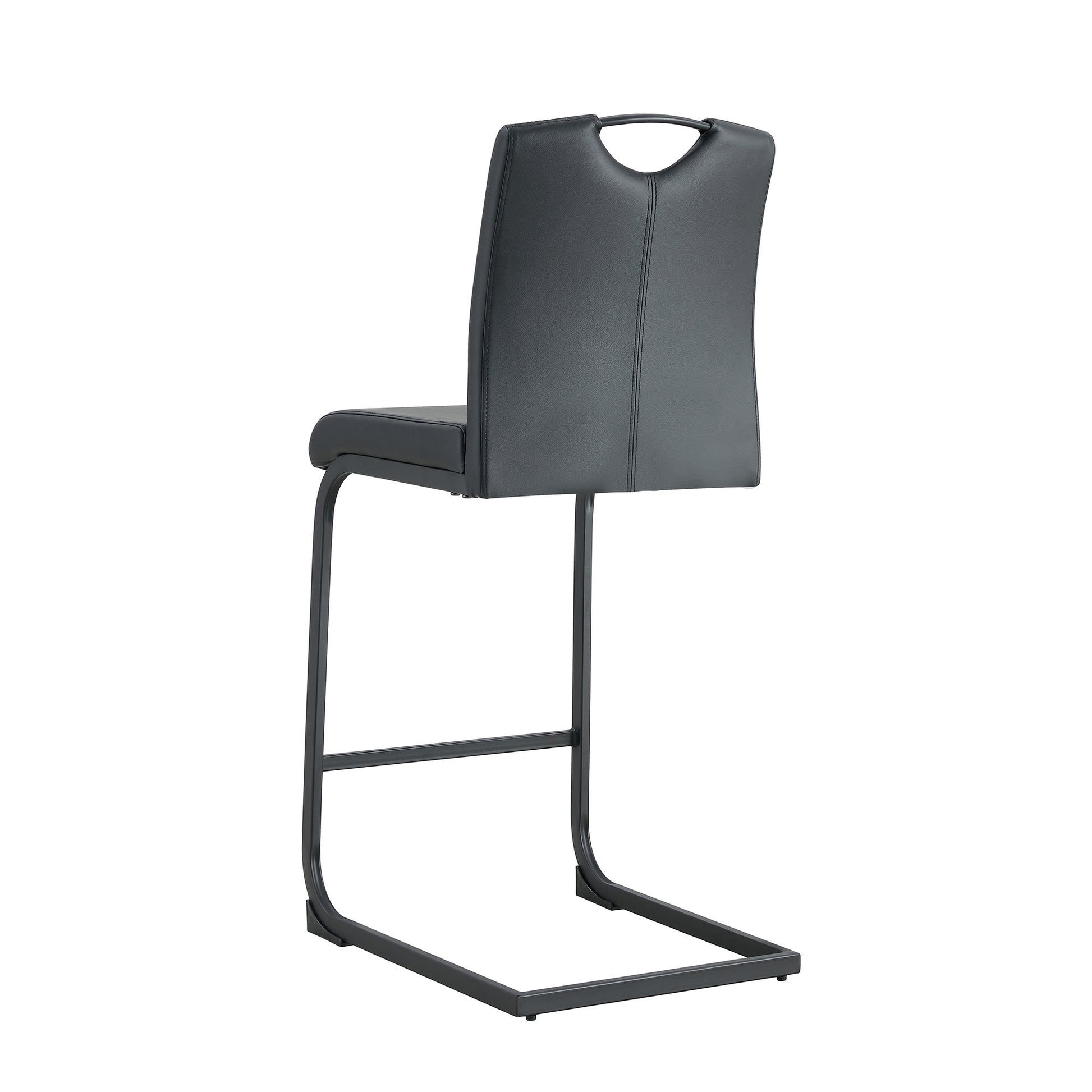 Black Pu Chair Barstool Dining Counter Height Chair Set Of 2 Black Pu