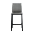 Grey Leather Barstool Dining Counter Height Chair Set Of 2 Grey Iron