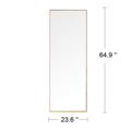 Wall Mounted Alloy Frame Full Length Mirror, Golden Golden Glass
