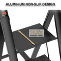 4 Step Ladder, Retractable Handgrip Folding Step Stool black-pc-aluminium