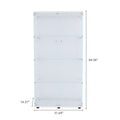 Two Door Glass Cabinet Glass Display Cabinet With 4 Shelves, White White Glass