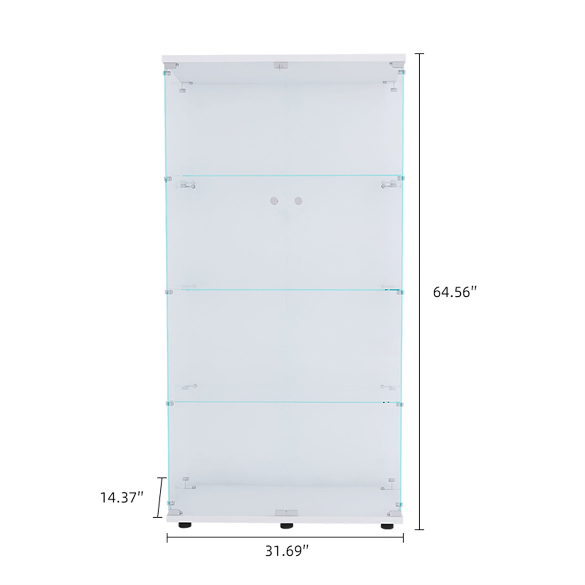 Lighted Two Door Glass Cabinet Glass Display Cabinet With 4 Shelves, White White Glass