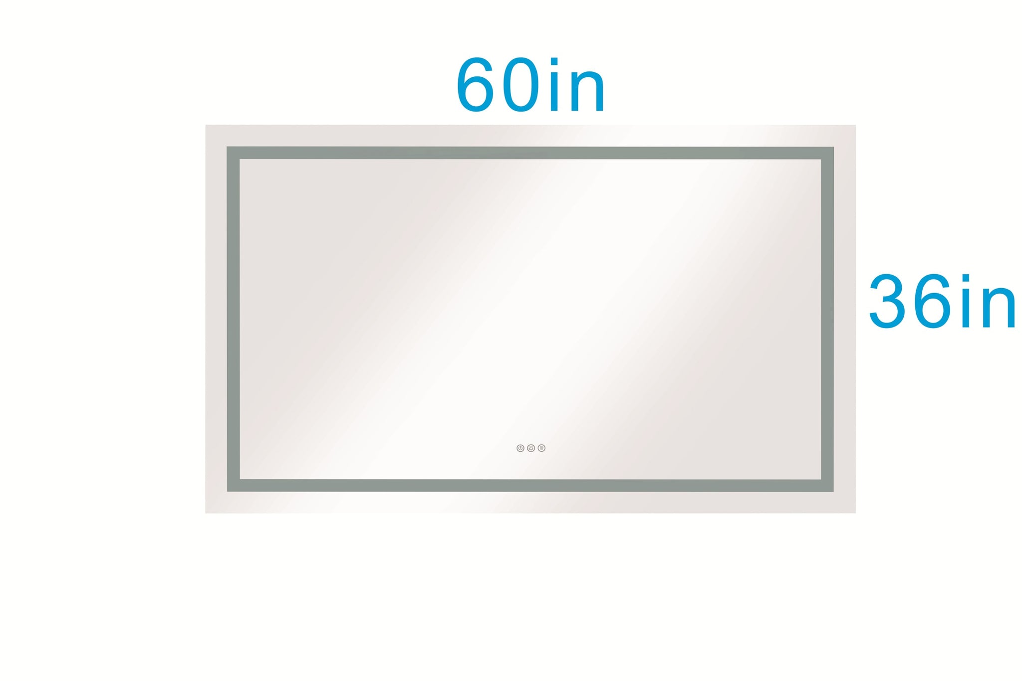 60*36 LED Lighted Bathroom Wall Mounted Mirror with white-aluminium