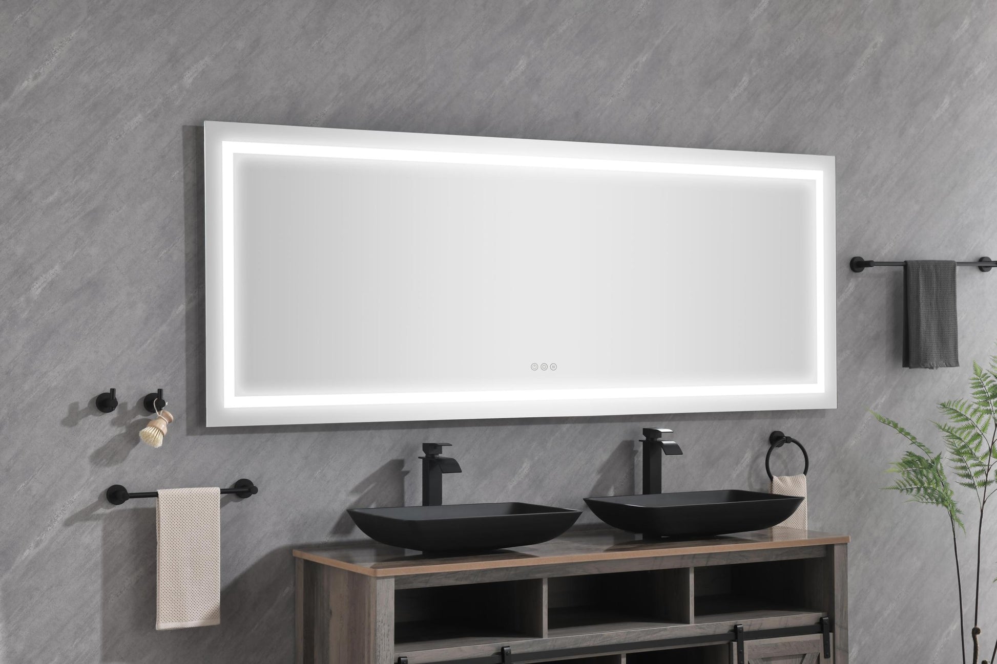 Ltl Needs To Consult The Warehouse Address84*32 Led Lighted Bathroom Wall Mounted Mirror With High Lumen Anti Fog Separately Control Dimmer Function White Aluminium