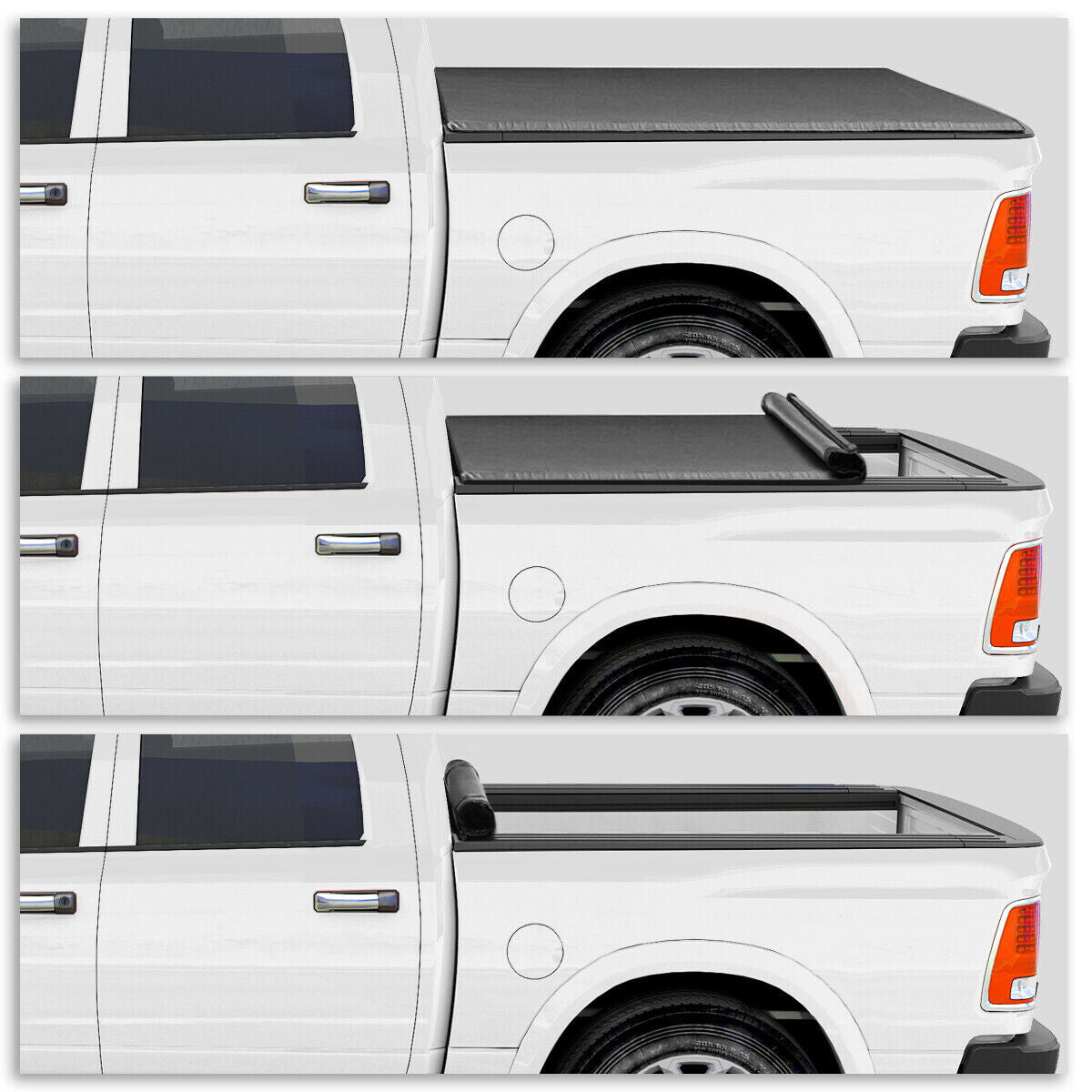 Soft Roll Up 6.5Ft Bed Truck Bed Tonneau Cover 09 22 Dodge Ram 1500 2500 3500 Black Aluminium