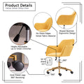 Modern Velvet Fabric Material Adjustable Height 360 Revolving Home Office Chair With Gold Metal Legs And Universal Wheels For Indoor,Yellow Yellow Foam Velvet