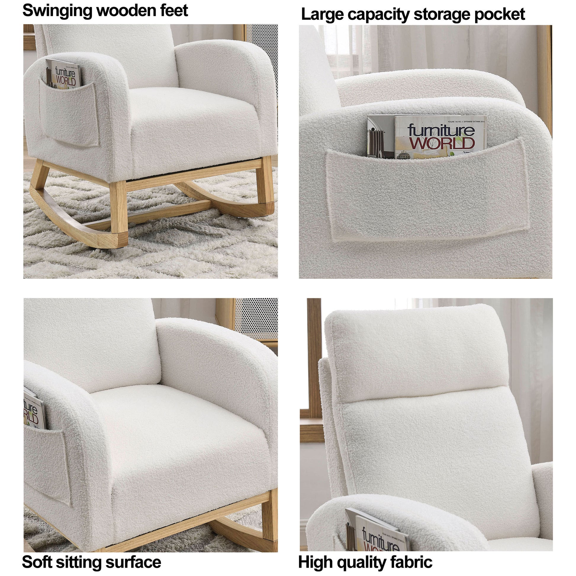 Video Welike 27.6"W Modern Accent High Backrest Living ivory-foam-fabric