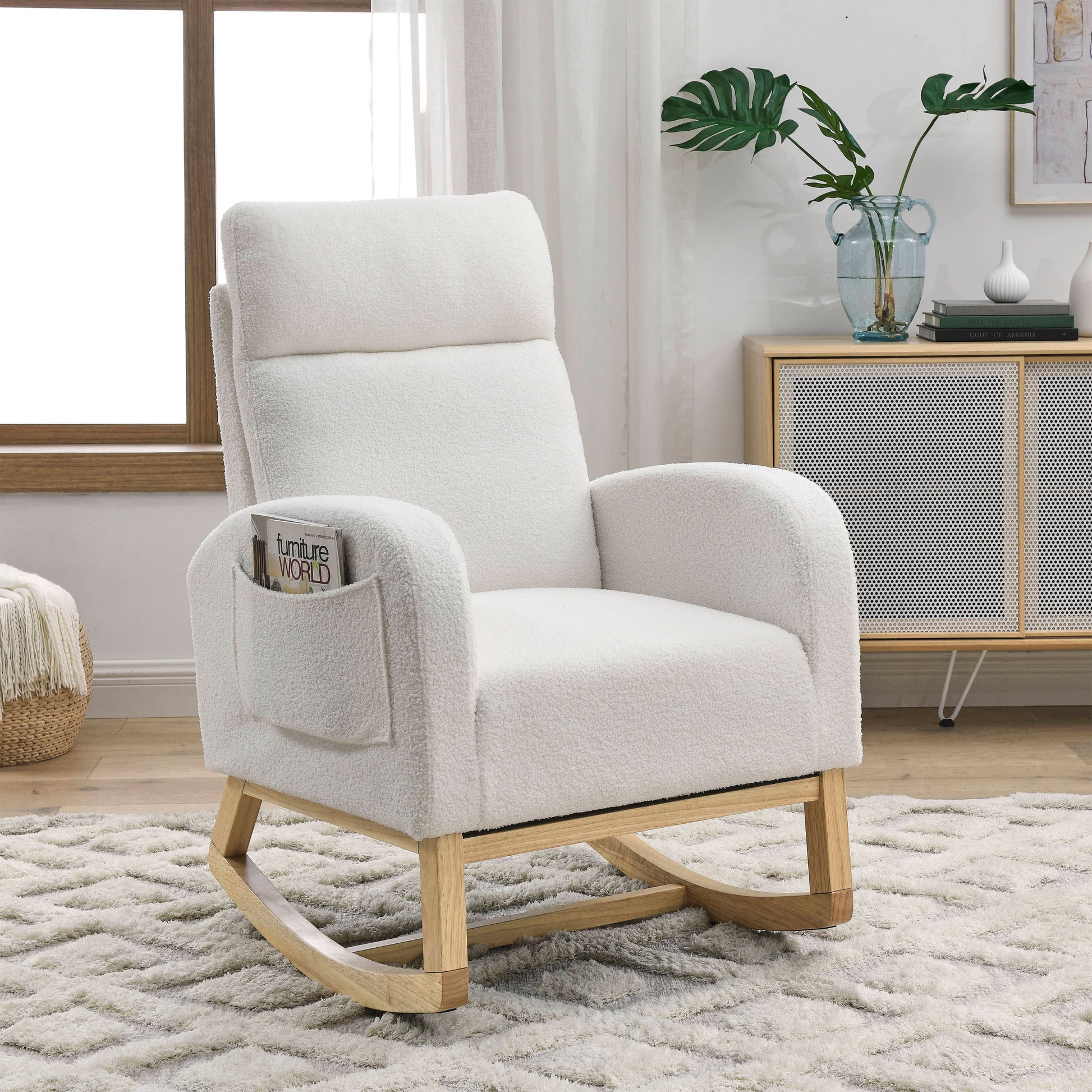 Video Welike 27.6"W Modern Accent High Backrest Living ivory-foam-fabric