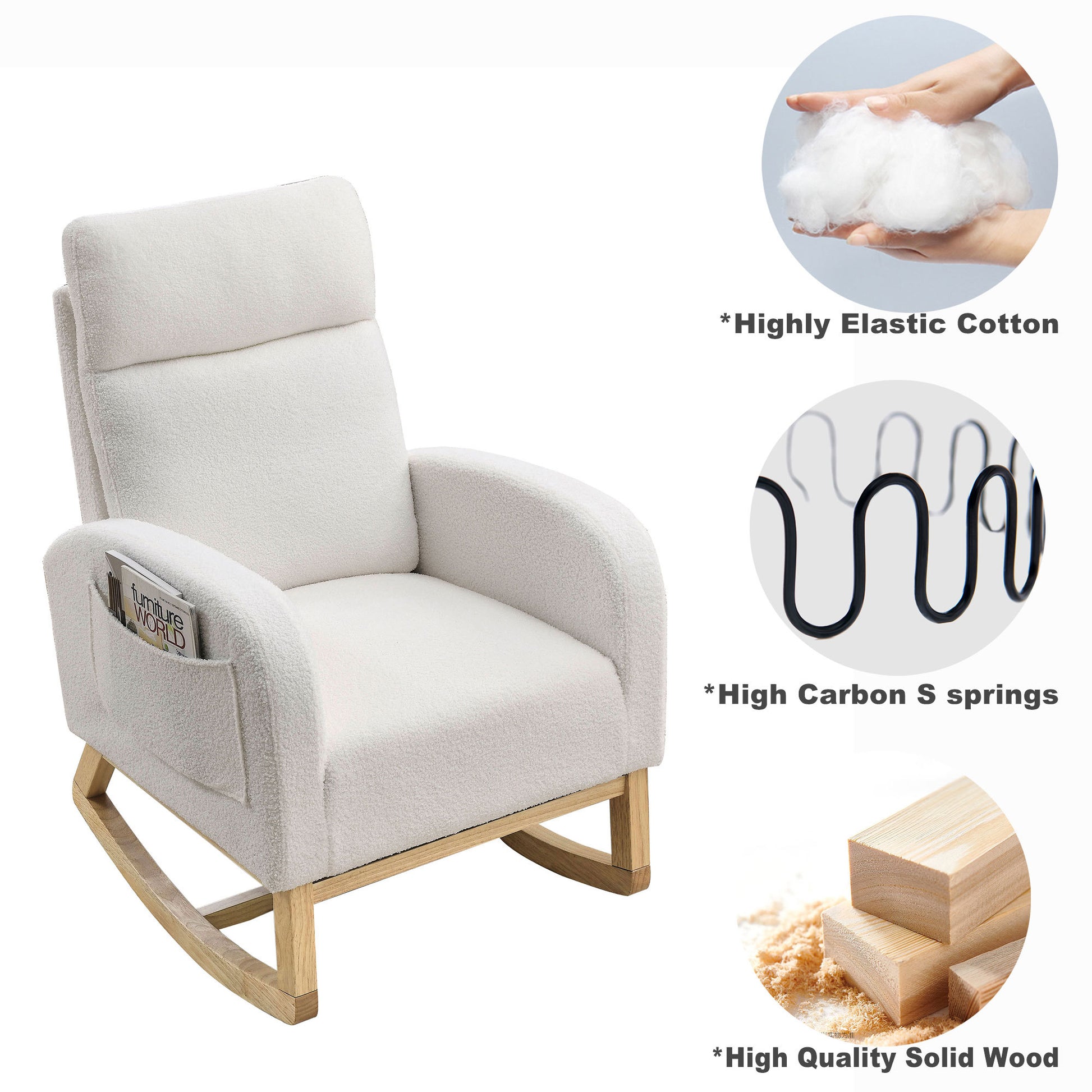 Video Welike 27.6"W Modern Accent High Backrest Living ivory-foam-fabric