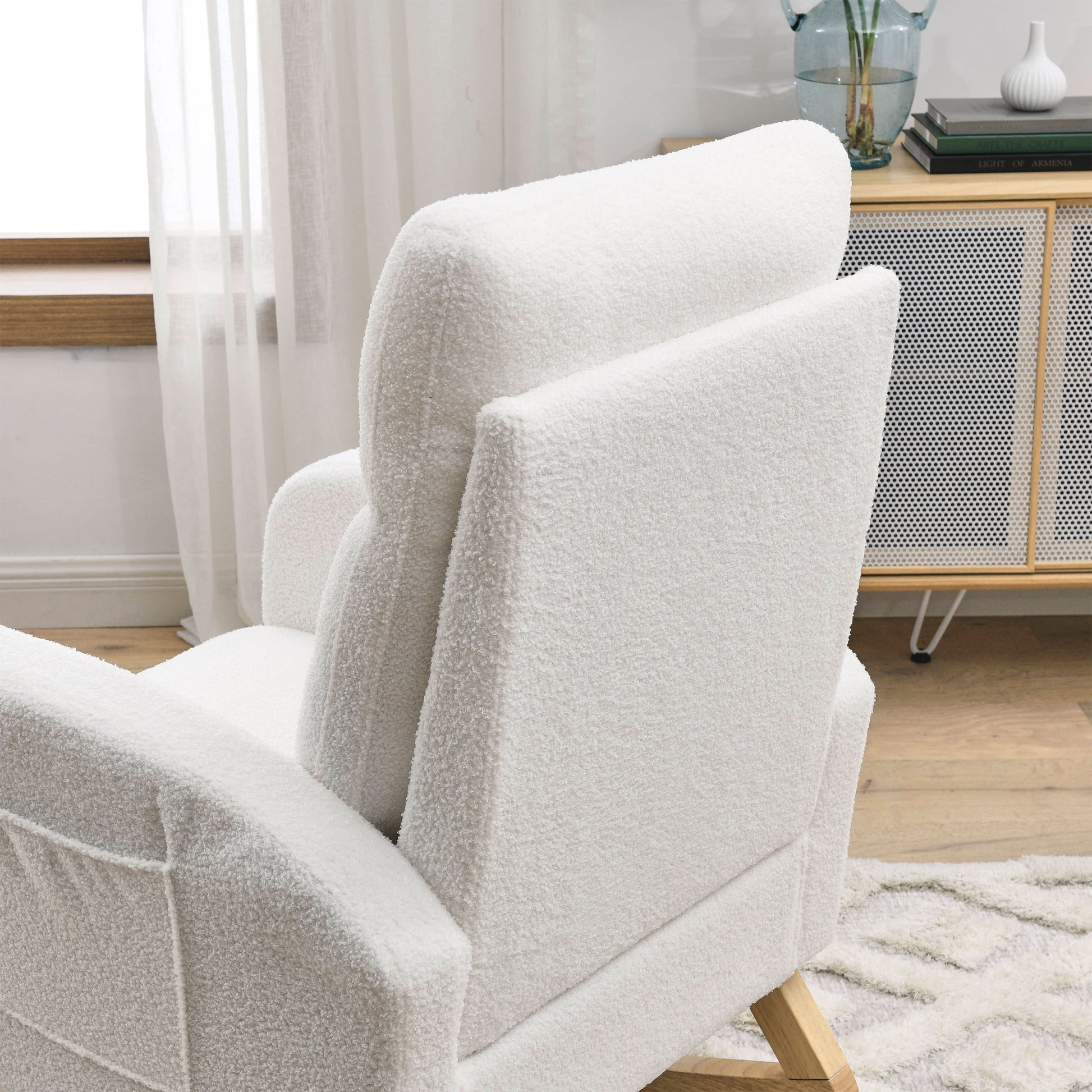 Video Welike 27.6"W Modern Accent High Backrest Living ivory-foam-fabric