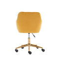 Modern Velvet Fabric Material Adjustable Height 360 Revolving Home Office Chair With Gold Metal Legs And Universal Wheels For Indoor,Yellow Yellow Foam Velvet
