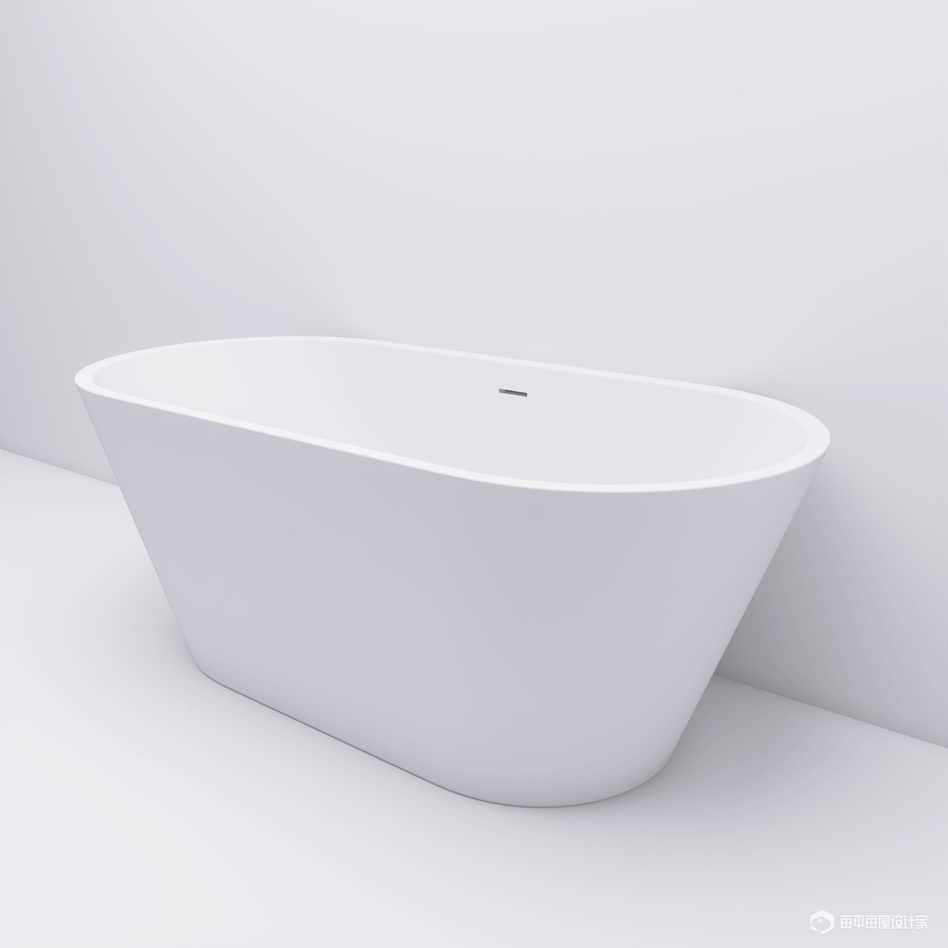 55" Acrylic Free Standing Tub Classic Oval Shape gloss white-oval-bathroom-freestanding