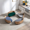 Scandinavian Style Elevated Dog Bed Pet Sofa With Solid Wood Legs And Bent Wood Back, Velvet Cushion, Walnut Dark Blue Foam Solid Wood