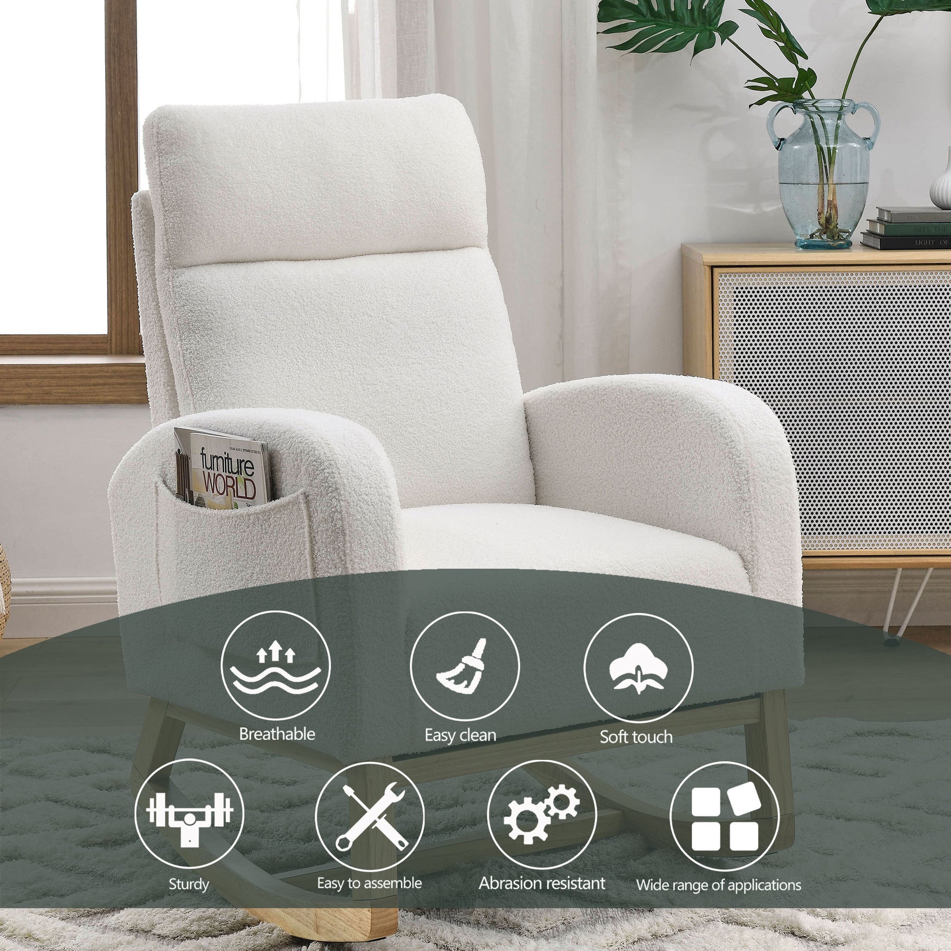 Video Welike 27.6"W Modern Accent High Backrest Living ivory-foam-fabric