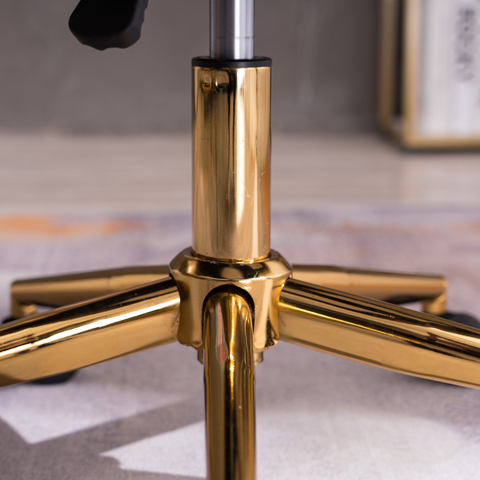 Modern Velvet Fabric Material Adjustable Height 360 Revolving Home Office Chair With Gold Metal Legs And Universal Wheels For Indoor,Yellow Yellow Foam Velvet