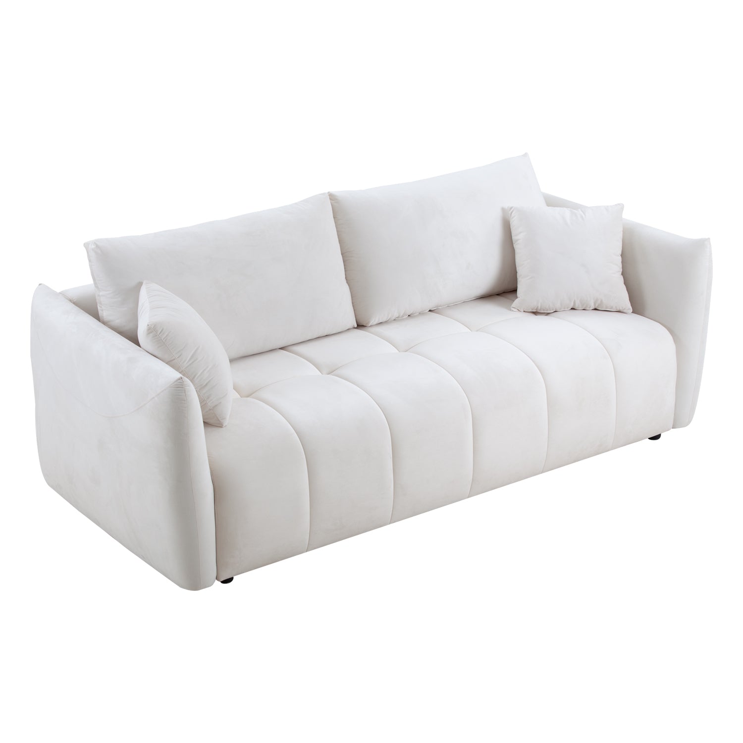 85'' Modern Fabric Sectional Couch Sofa 3 Seater Sofa beige-fabric