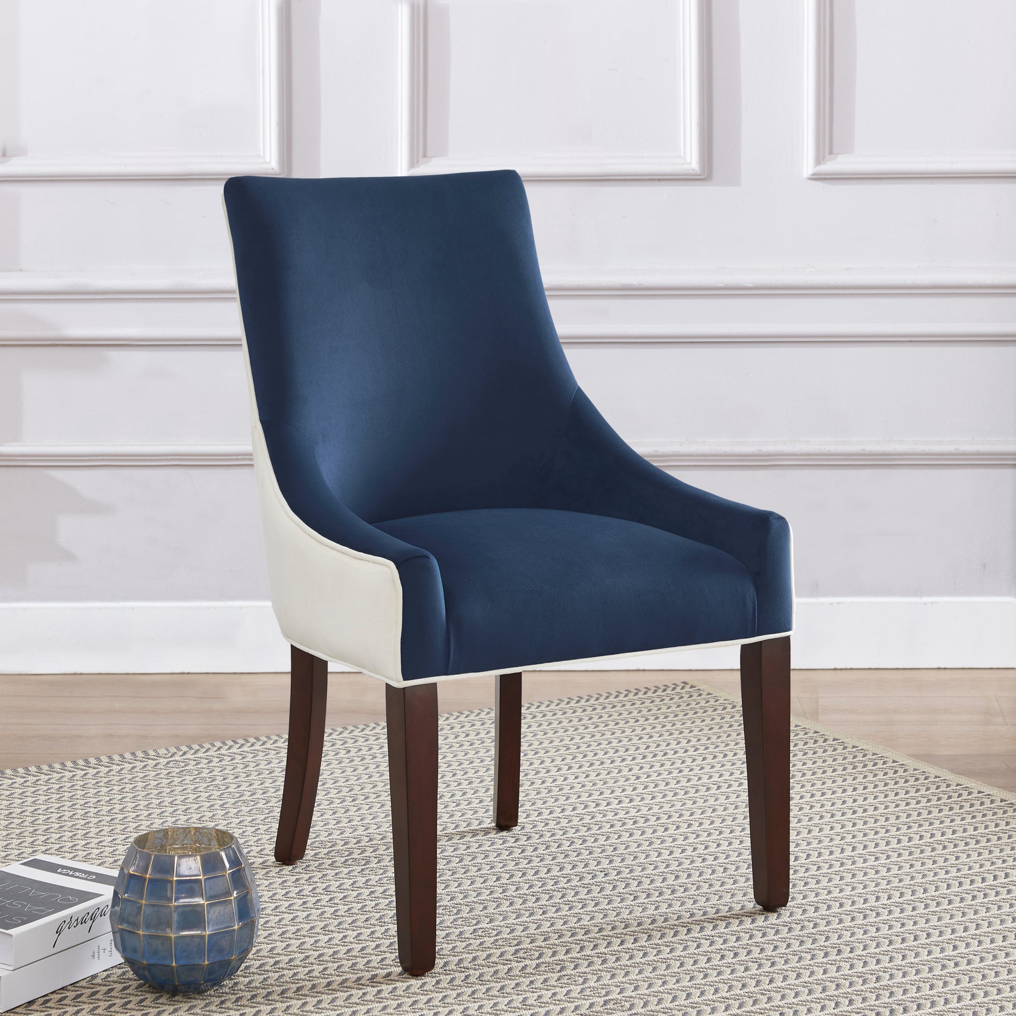 Jackson Upholstered Dining Chair Navy Blue Multicolor Foam Polyester