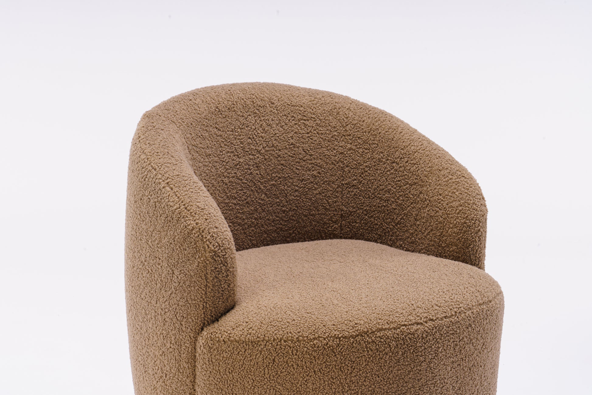 Teddy Fabric Swivel Accent Armchair Barrel Chair With Black Powder Coating Metal Ring,Coffee Brown Coffee Foam Upholstered
