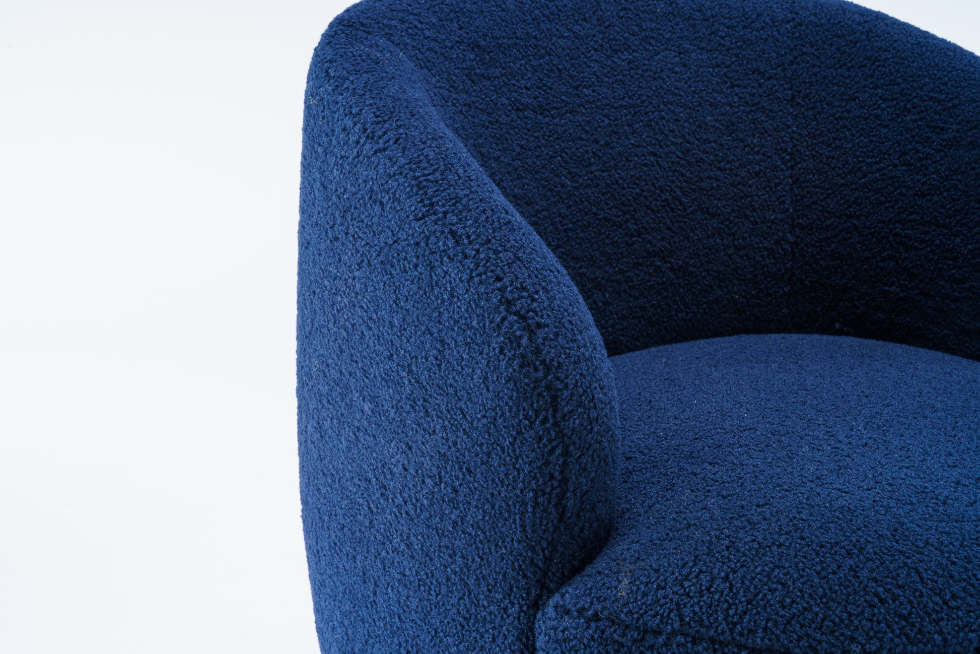 Teddy Fabric Swivel Accent Armchair Barrel Chair With Black Powder Coating Metal Ring,Dark Blue Dark Blue Foam Upholstered