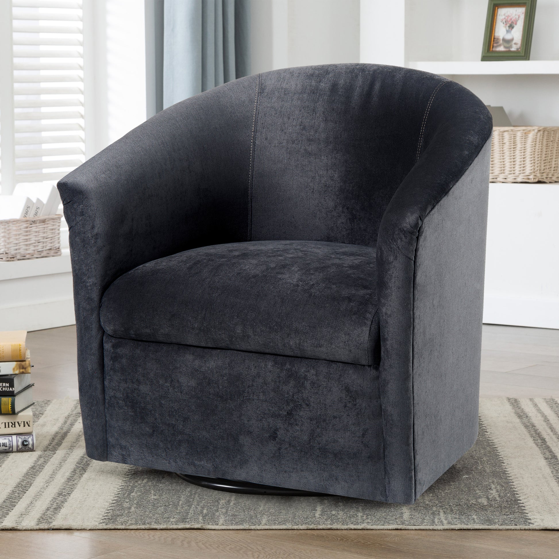 Eden Charcoal Swivel Chair Charcoal Grey Foam Polyester