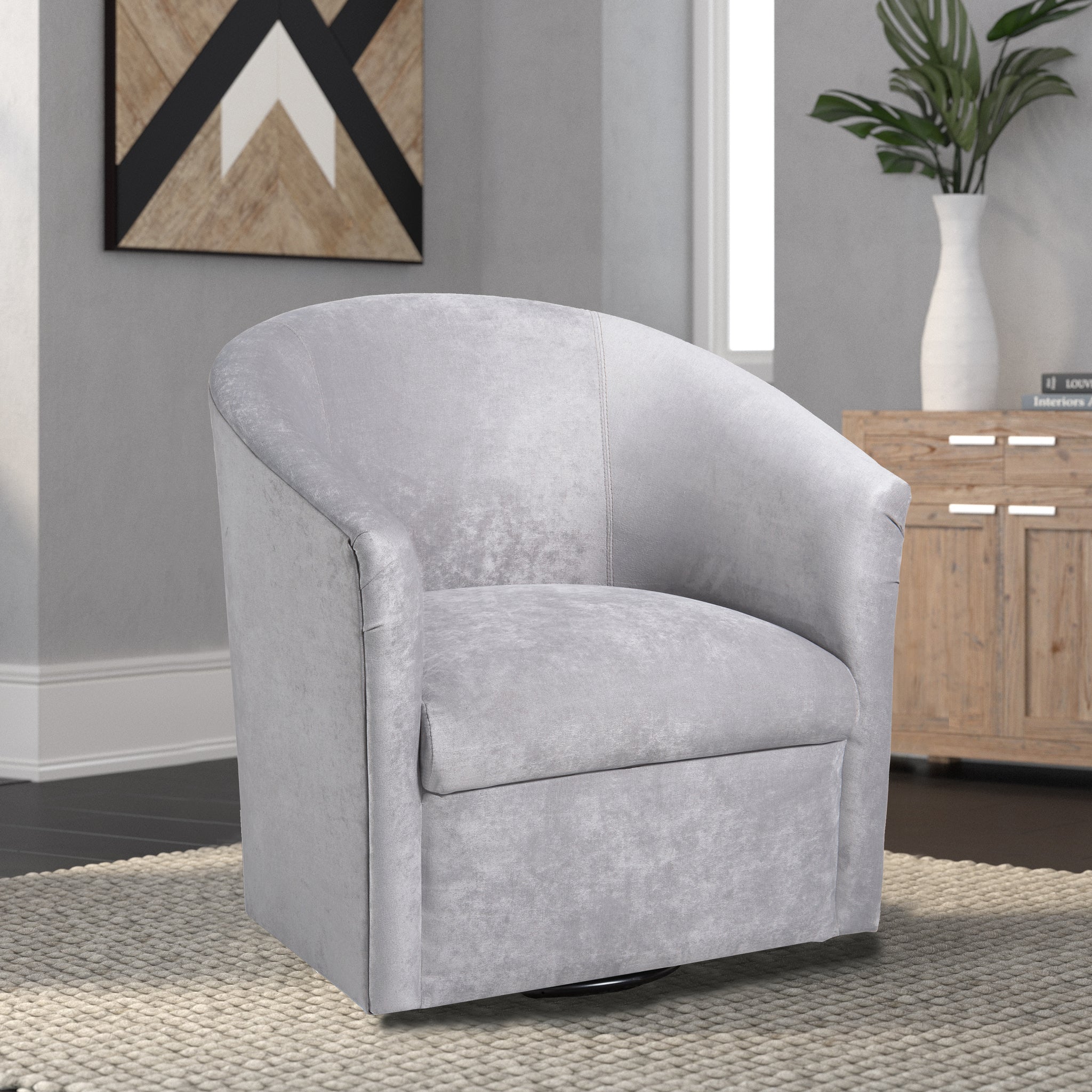 Eden Silver Swivel Chair Silver Foam Polyester