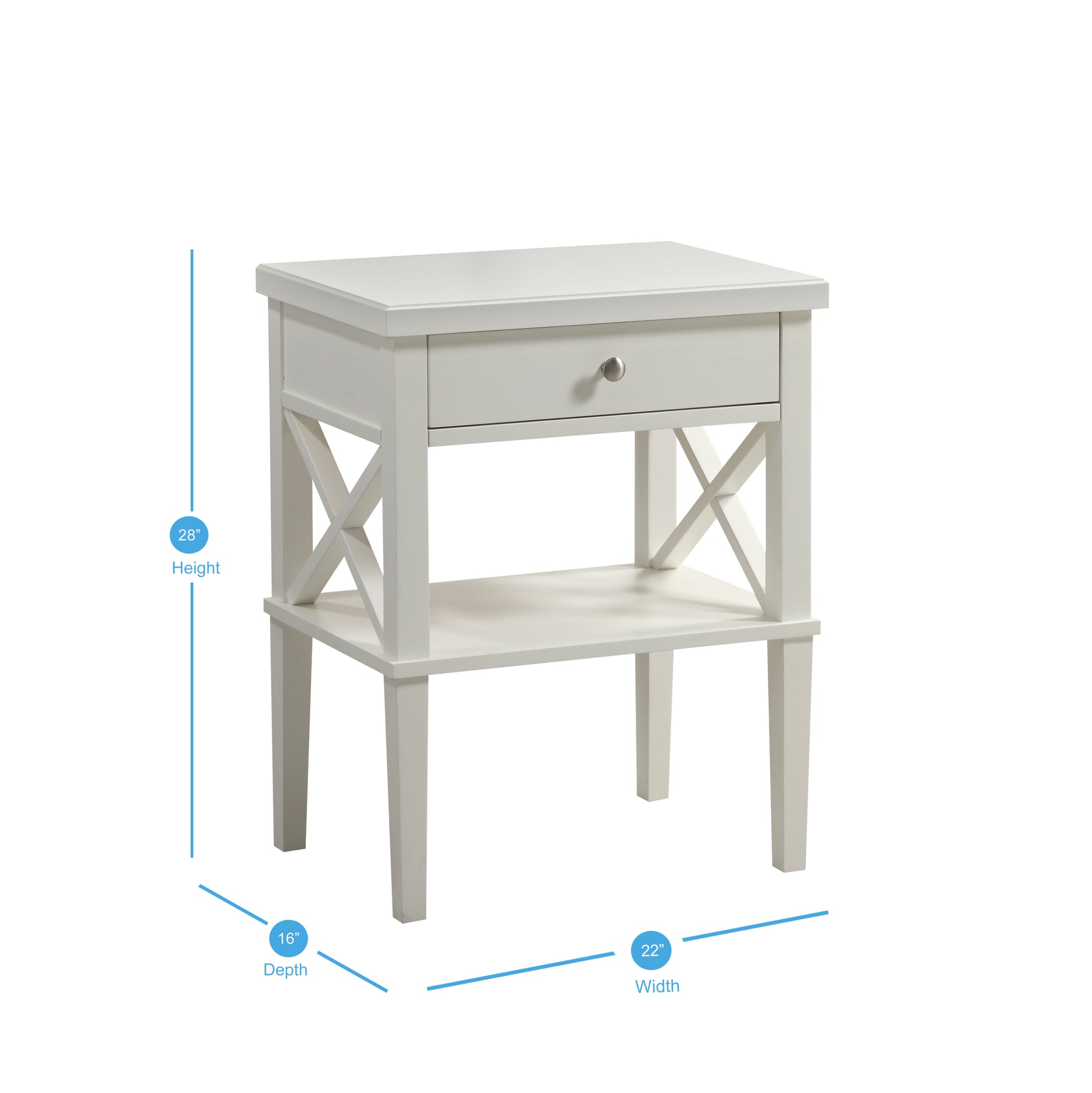 Madison White Nightstand White Wood Mdf