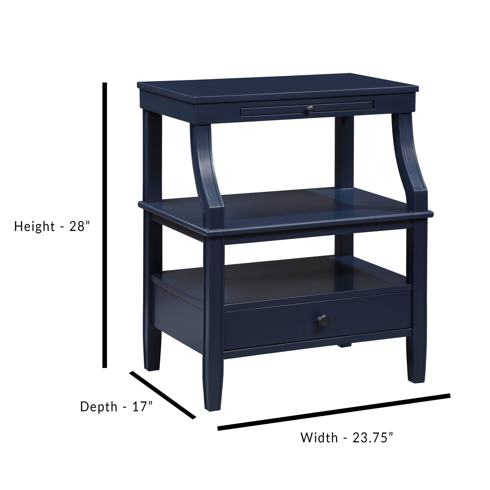 Newland Midnight Blue Storage Nightstand Navy Blue Wood Plywood