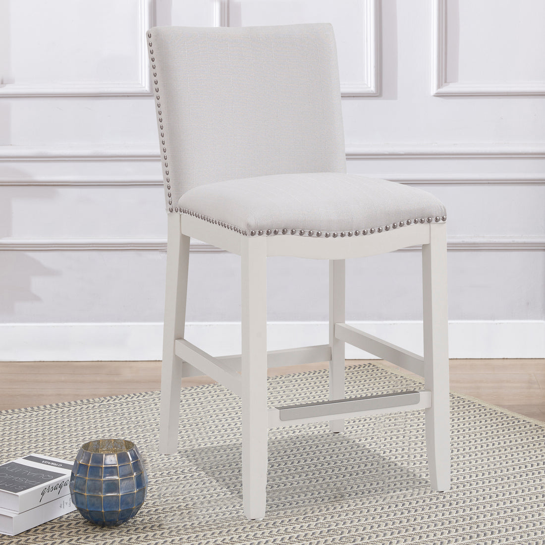 Asheboro Snow Counter Stool White Foam Fabric