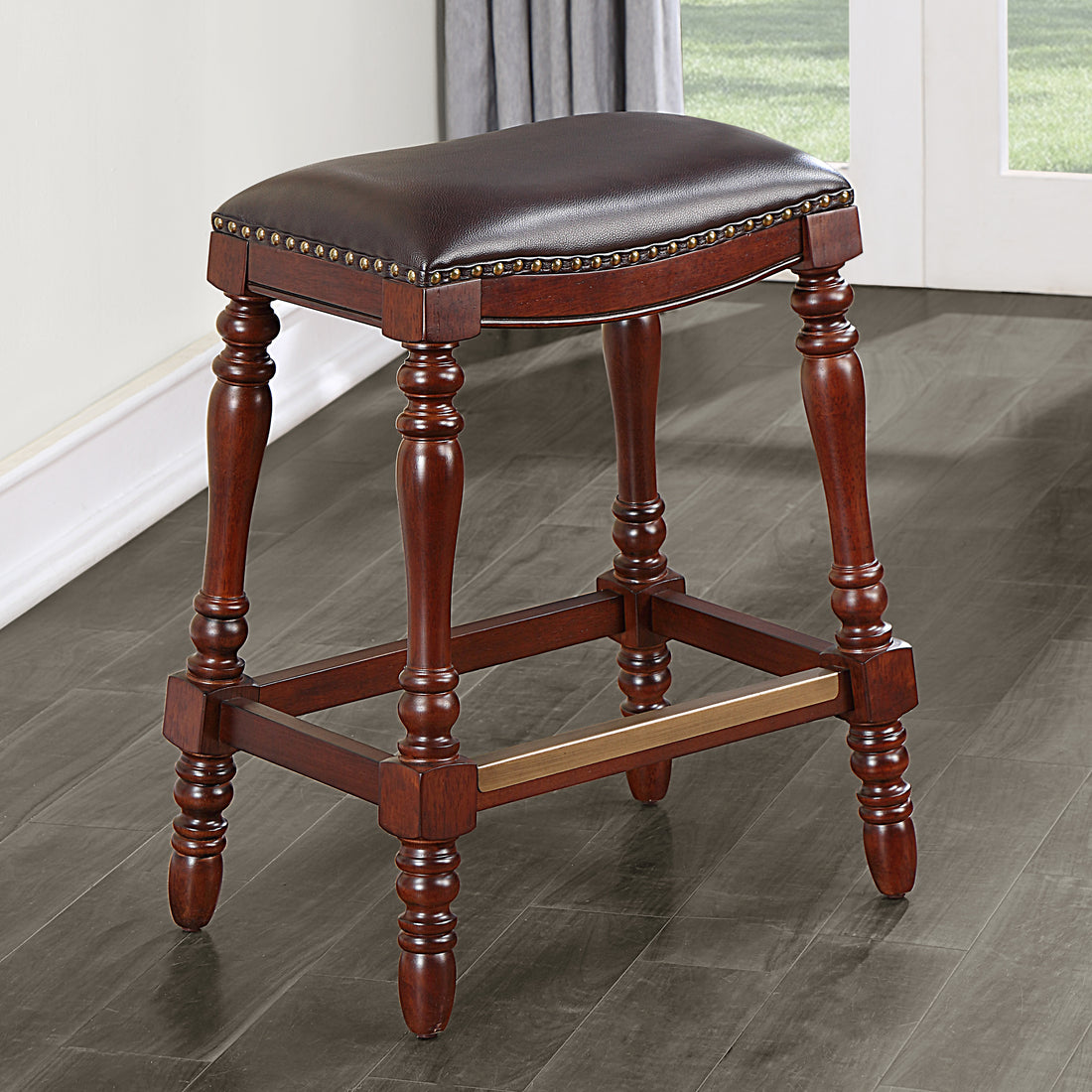 Clinton Saddle Seat Counter Stool Cherry Foam Fabric