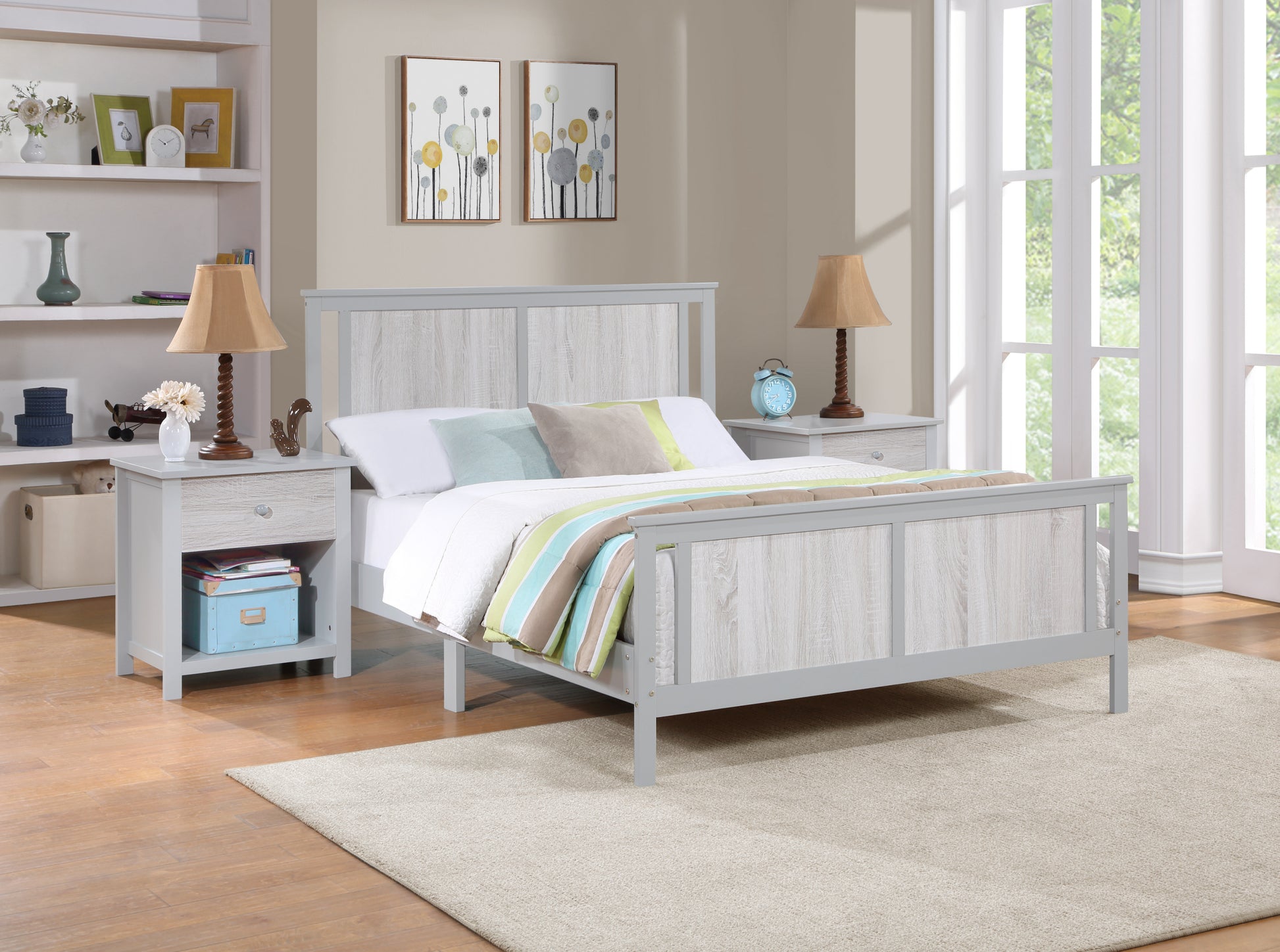 Connelly Reversible Panel Full Bed Gray Rockport Gray gray-solid wood