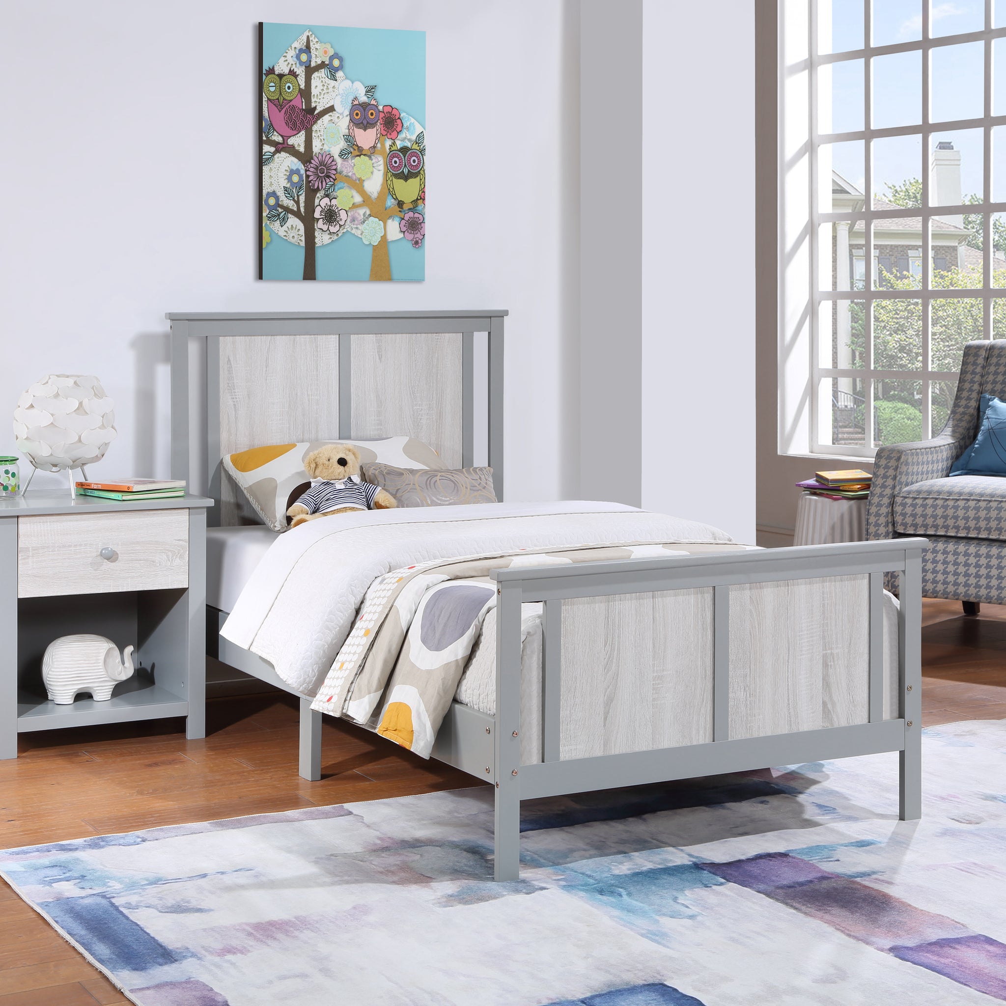 Connelly Reversible Panel Twin Bed Gray Rockport Gray Gray Solid Wood