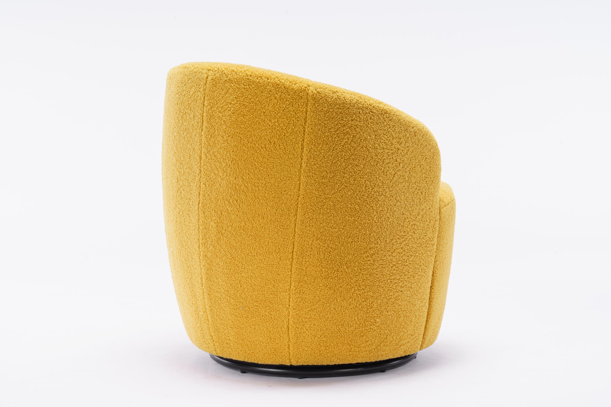 Teddy Fabric Swivel Accent Armchair Barrel Chair With Black Powder Coating Metal Ring,Yellow Yellow Foam Upholstered