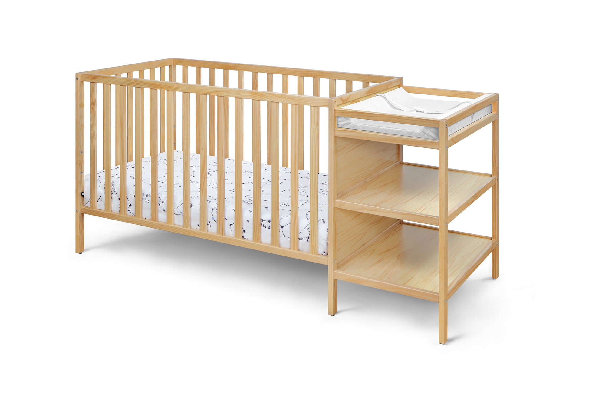 Palmer 3 In 1 Convertible Crib And Changer Combo Natural Natural Solid Wood