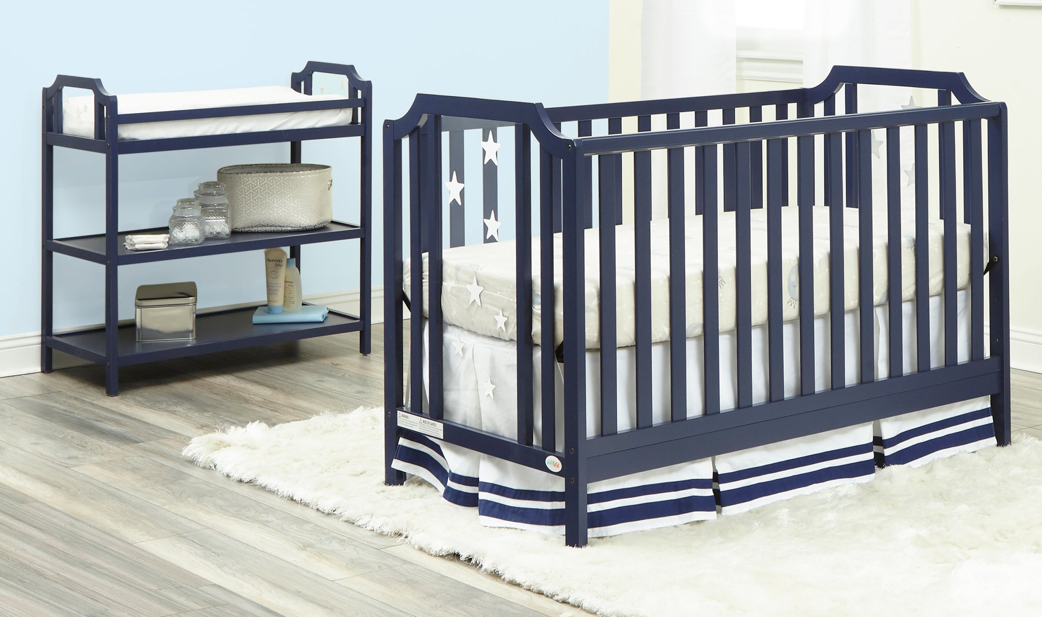 Celeste 3 in 1 Convertible Island Crib Navy Blue navy blue-solid wood