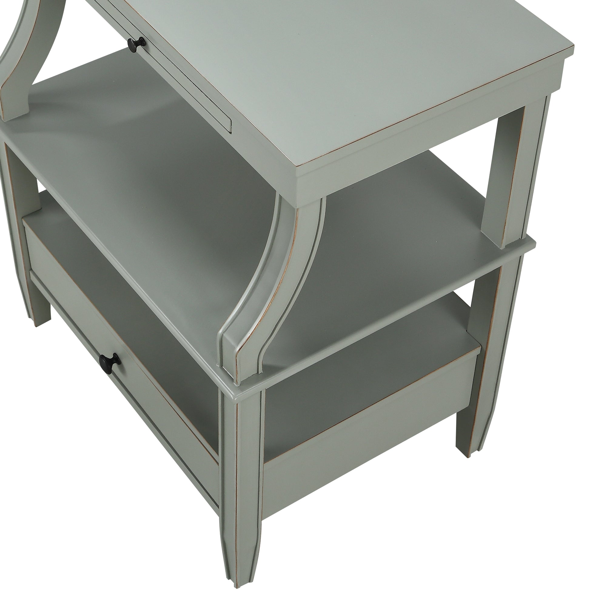 Newland Antique Grey Storage Nightstand Antique Gray Wood Plywood