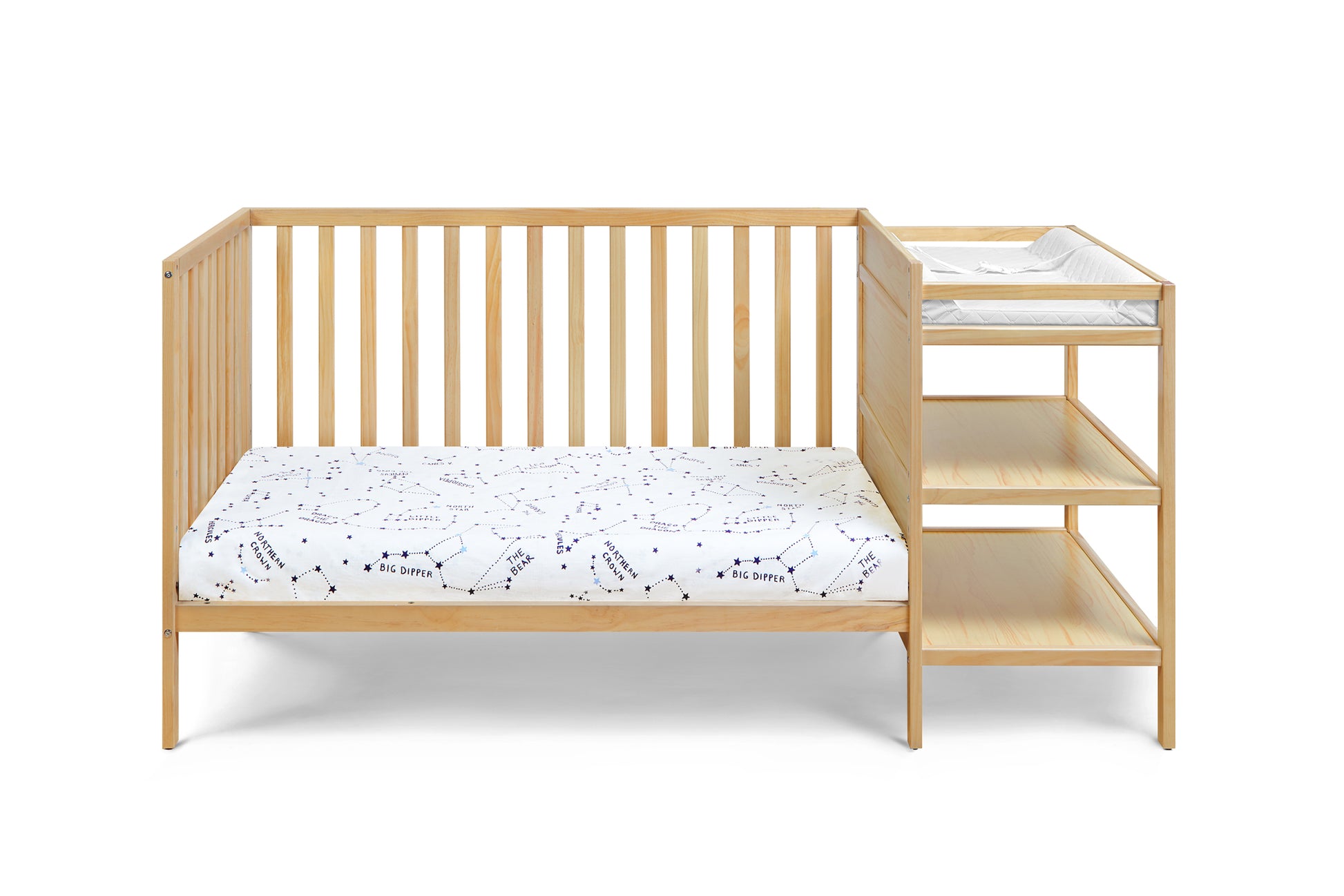 Palmer 3 In 1 Convertible Crib And Changer Combo Natural Natural Solid Wood