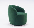 Teddy Fabric Swivel Accent Armchair Barrel Chair With Black Powder Coating Metal Ring,Dark Green Green Foam Upholstered