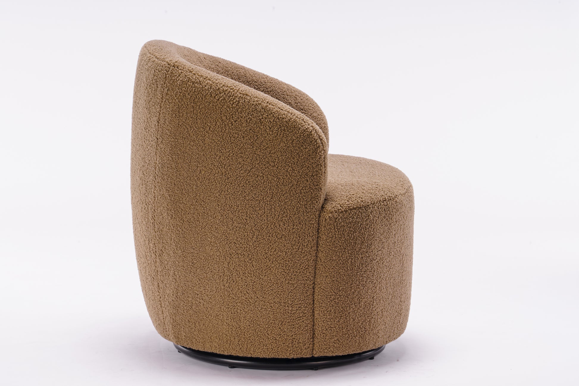 Teddy Fabric Swivel Accent Armchair Barrel Chair With Black Powder Coating Metal Ring,Coffee Brown Coffee Foam Upholstered