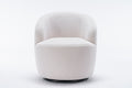 Teddy Fabric Swivel Accent Armchair Barrel Chair With Black Powder Coating Metal Ring,Ivory White Ivory Foam Upholstered