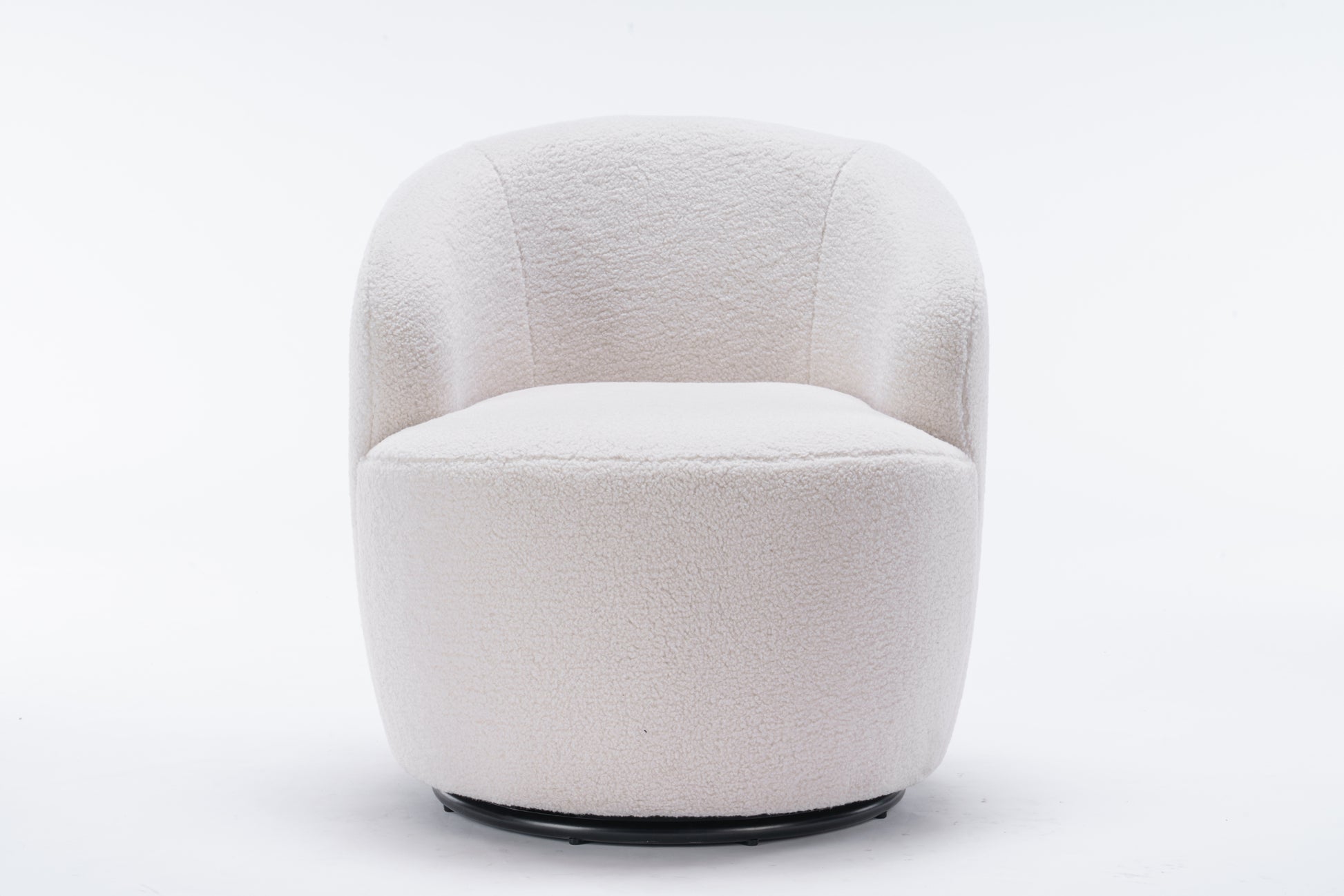 Teddy Fabric Swivel Accent Armchair Barrel Chair With Black Powder Coating Metal Ring,Ivory White Ivory Foam Upholstered