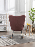 050 Teddy Fabric Rocking Gilder Nursery Chair For Living Room Indoor,Red Solid Red Bedroom Cotton Wipe Clean Modern Rocking Chairs Eucalyptus Tufted Back Foam Teddy