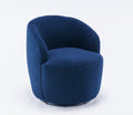 Teddy Fabric Swivel Accent Armchair Barrel Chair With Black Powder Coating Metal Ring,Dark Blue Dark Blue Foam Upholstered